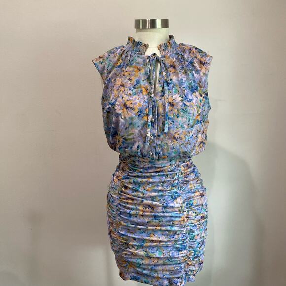 LAUNDRY BY SHELLI SEGAL V-Neck Collared Floral Mini Dress Size 6 - Picture 2 of 16